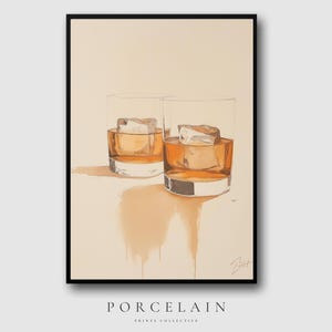 Barwagen Kunstdruck | Whisky Rocks Hausbar Dekor, Cocktail Poster, Küche Kunstwerk, Whisky-Liebhaber Geschenk, Minimalistischer Bourbon Digital Download