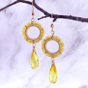 Vibrant Yellow & Gold Radiant Stiletto Earrings — E-0193