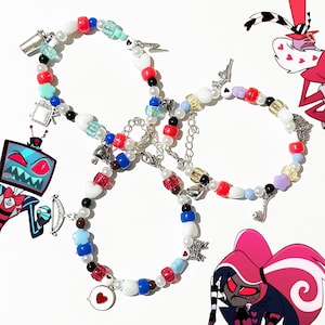 Vox, Velvette, and Valentino (The Vees) Hazbin Hotel Matching Bracelets