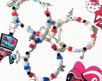 Vox, Velvette, and Valentino (The Vees) Hazbin Hotel Matching Bracelets