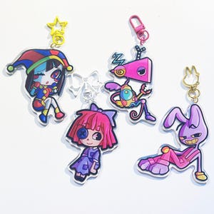 The Amazing Digital Circus-Jax, Ragatha, Pomni, and Zooble jumbo acrylic keychains