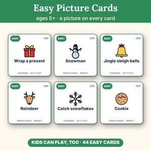 Christmas Charades Printable Party Game, 160 Act It Out and Draw & Guess Cards for Kids and Adults image 9