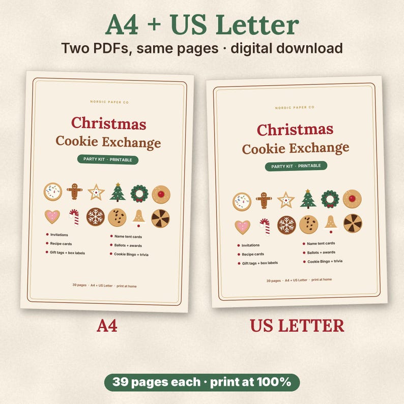 Christmas Cookie Exchange Kit, Printable Cookie Swap Party Invites, Ballots, Recipe Cards, Tent Cards image 11