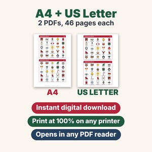 Bingo navideño imprimible, 50 tarjetas de bingo con imágenes únicas para niños, adultos y grupos grandes, juego para el aula y fiestas familiares. imagen 11