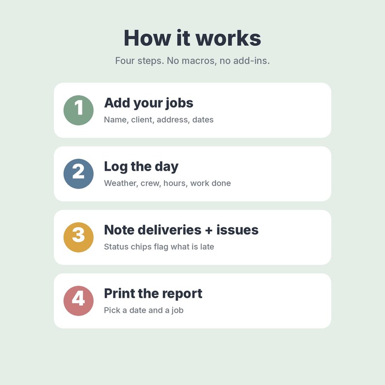 Construction Daily Log Template, Site Report & Job Diary Spreadsheet for Contractors image 10