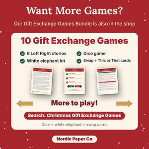 Jeu de Noël imprimable Gauche Droite, 6 histoires à lire à voix haute pour la famille, les enfants et les échanges de cadeaux au bureau image 12