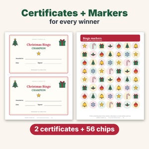 Bingo navideño imprimible, 50 tarjetas de bingo con imágenes únicas para niños, adultos y grupos grandes, juego para el aula y fiestas familiares. imagen 10