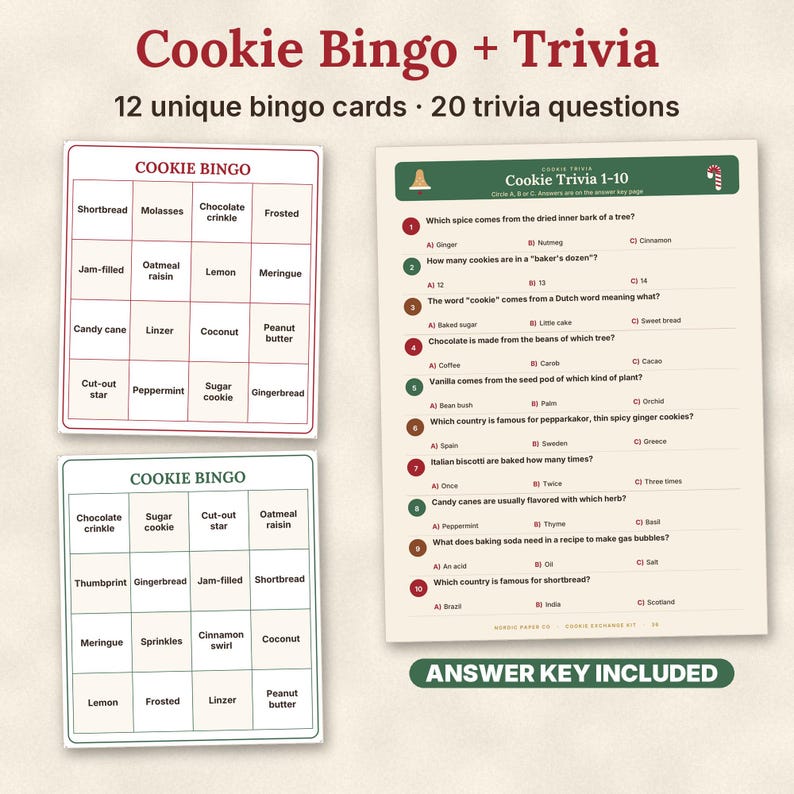 Christmas Cookie Exchange Kit, Printable Cookie Swap Party Invites, Ballots, Recipe Cards, Tent Cards image 10
