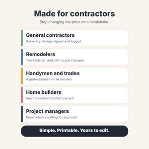 Construction Change Order Form & Log Template for Contractors and Remodelers image 11
