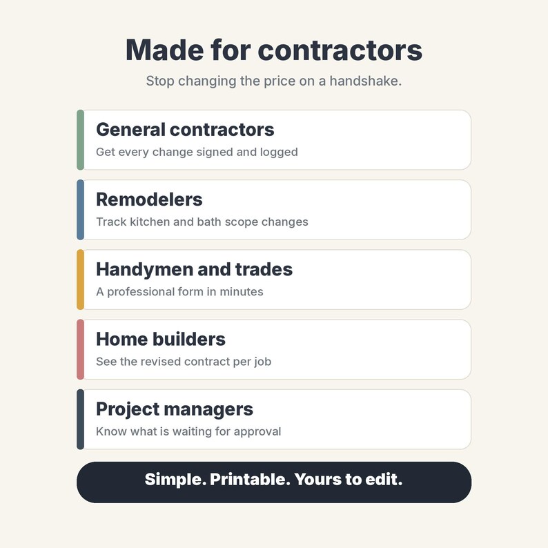Construction Change Order Form & Log Template for Contractors and Remodelers image 11