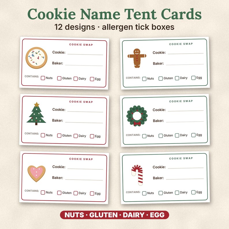 Christmas Cookie Exchange Kit, Printable Cookie Swap Party Invites, Ballots, Recipe Cards, Tent Cards image 4