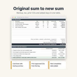 Construction Change Order Form & Log Template for Contractors and Remodelers image 3