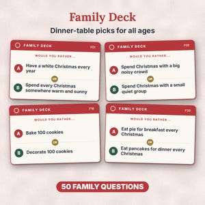 Christmas Would You Rather Game, Printable PDF, 220 Cards for Kids, Family & Adults image 4