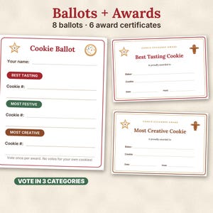 Christmas Cookie Exchange Kit, Printable Cookie Swap Party Invites, Ballots, Recipe Cards, Tent Cards image 6