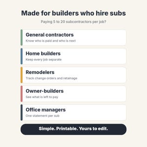 Subcontractor Payment Tracker Spreadsheet, Retainage Log & Lien Waiver Tracker image 11