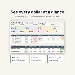 Subcontractor Payment Tracker Spreadsheet, Retainage Log & Lien Waiver Tracker image 2