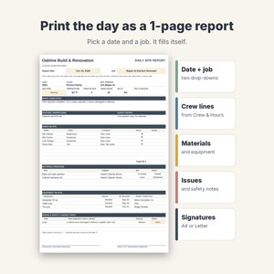 Construction Daily Log Template, Site Report & Job Diary Spreadsheet for Contractors image 4
