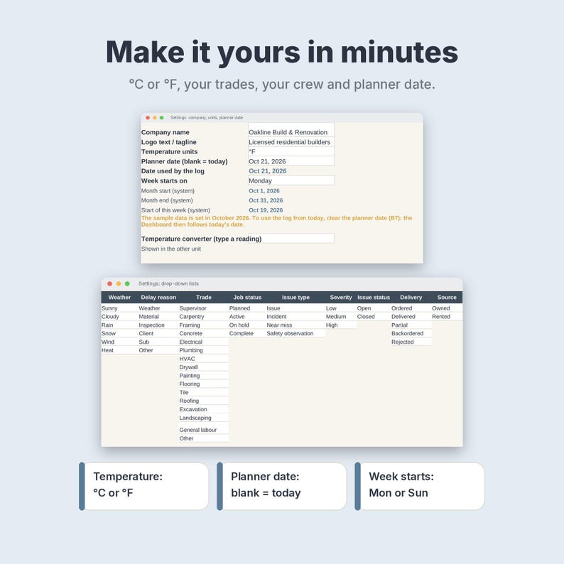Construction Daily Log Template, Site Report & Job Diary Spreadsheet for Contractors image 11