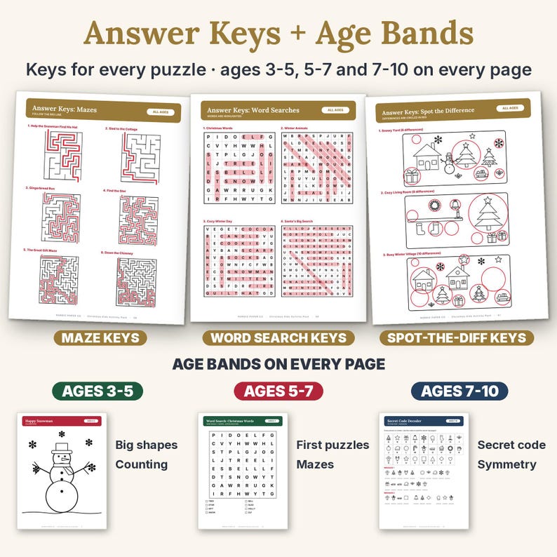 Printable Christmas Activity Pack for Kids, 63 Pages of Coloring, Mazes, Word Search & Party Games image 10