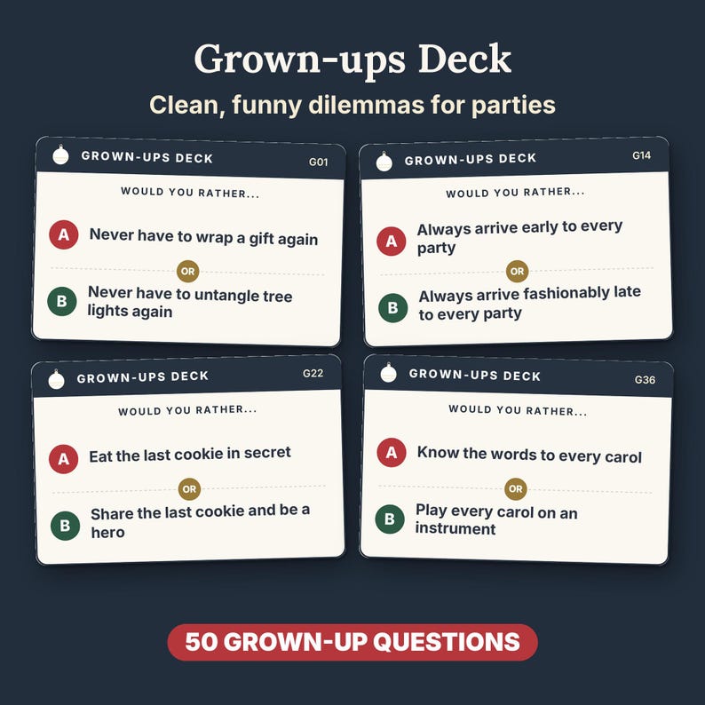 Christmas Would You Rather Game, Printable PDF, 220 Cards for Kids, Family & Adults image 5