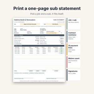 Subcontractor Payment Tracker Spreadsheet, Retainage Log & Lien Waiver Tracker image 7