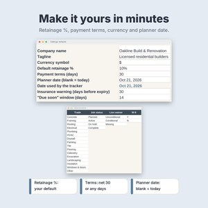 Subcontractor Payment Tracker Spreadsheet, Retainage Log & Lien Waiver Tracker image 10
