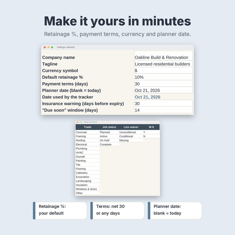 Subcontractor Payment Tracker Spreadsheet, Retainage Log & Lien Waiver Tracker image 10