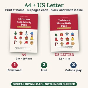 Printable Christmas Activity Pack for Kids, 63 Pages of Coloring, Mazes, Word Search & Party Games image 11
