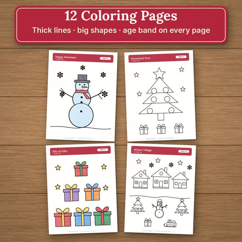 Printable Christmas Activity Pack for Kids, 63 Pages of Coloring, Mazes, Word Search & Party Games image 3