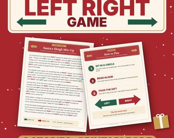 Printable Christmas Left Right Game, 6 Read-Aloud Stories for Family, Kids & Office Gift Exchange