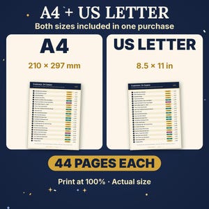May include: A digital game bundle featuring 44 pages of content in both A4 (210 x 297 mm) and US Letter (8.5 x 11 in) formats. The document lists 24 games including My 2025 Year in Review, trivia, word searches, and scavenger hunts.