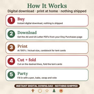Christmas Cookie Exchange Kit, Printable Cookie Swap Party Invites, Ballots, Recipe Cards, Tent Cards image 12