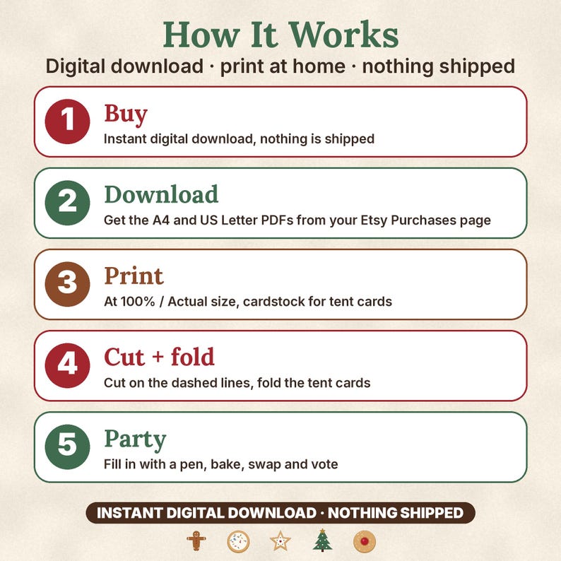 Christmas Cookie Exchange Kit, Printable Cookie Swap Party Invites, Ballots, Recipe Cards, Tent Cards image 12