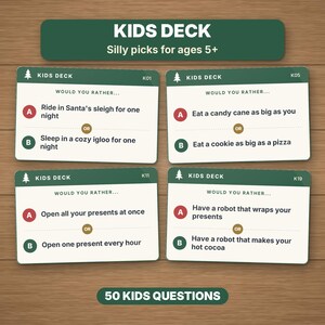 Christmas Would You Rather Game, Printable PDF, 220 Cards for Kids, Family & Adults image 3