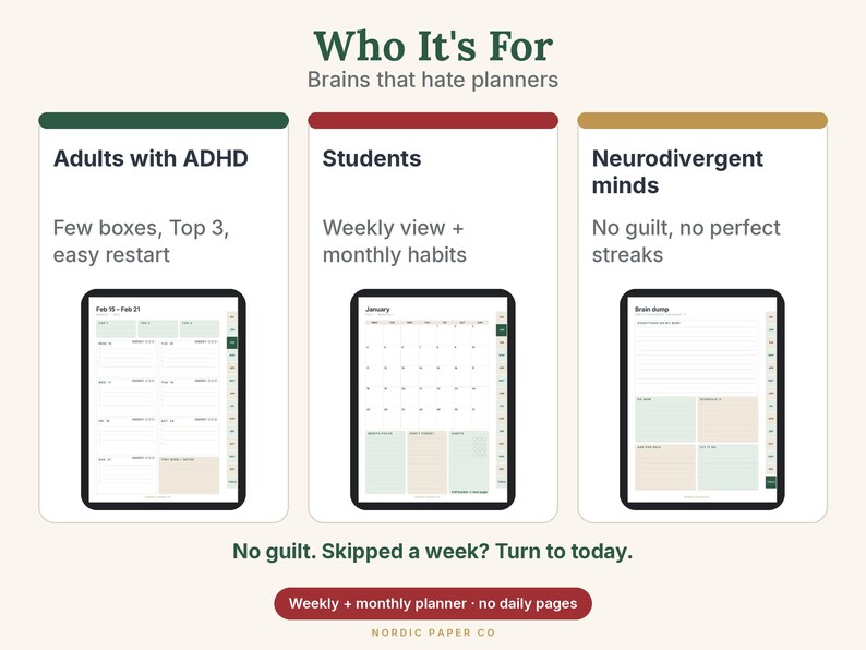 ADHD-planerare 2027, hyperlänkad digital och utskrivbar PDF för GoodNotes och iPad bild 6