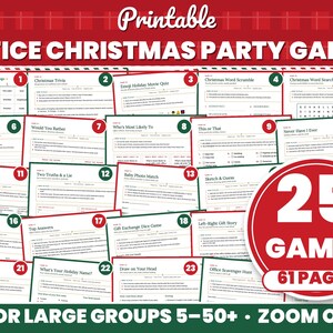 Office Christmas Party Games for Large Groups, 25 Printable Work Party Games for Adults, Bingo, Trivia & Icebreakers