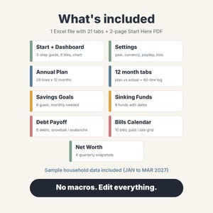 2027 Budget Planner Spreadsheet, Monthly Budget Template with Savings & Debt Tracker image 9