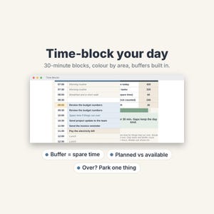 ADHD Daily Planner Spreadsheet, To-Do List with Auto Top 3 & Time Blocking image 5