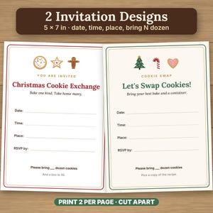 Christmas Cookie Exchange Kit, Printable Cookie Swap Party Invites, Ballots, Recipe Cards, Tent Cards image 3