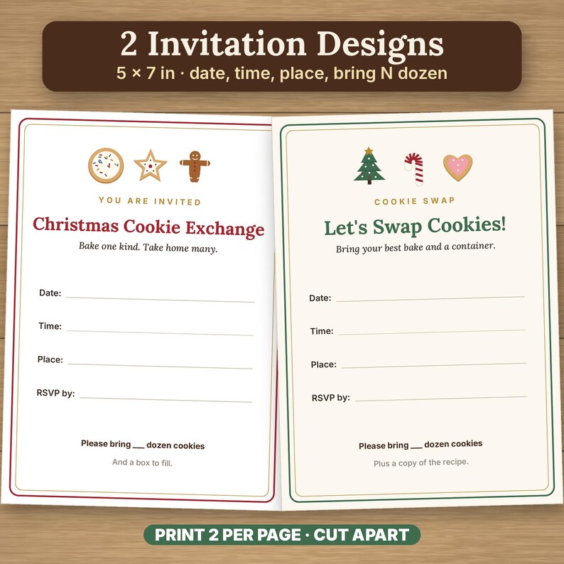 Christmas Cookie Exchange Kit, Printable Cookie Swap Party Invites, Ballots, Recipe Cards, Tent Cards image 3