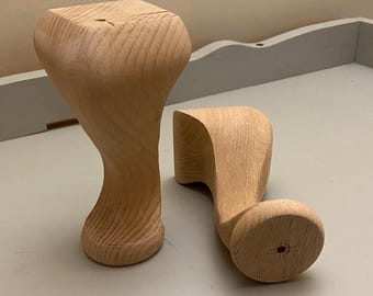 Juego de 4 otomanas cabriolé de madera de 15 cm estilo Queen Anne para cama, taburete y patas de armario