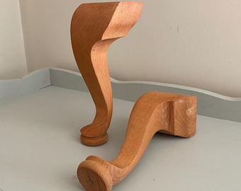 Patas para muebles estilo cabriolé estilo Reina Ana - Madera de haya de 25 cm - Juego de 2