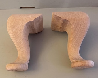 Juego de patas de husillo estilo Reina Ana: madera de haya acabada a mano, 6"