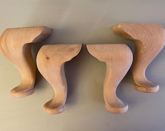 Patas de mueble con husillo cabriolé Queen Anne - Juego de 4