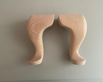 Patas para muebles estilo Reina Ana - Cabriolé de madera de haya - Juego de 2