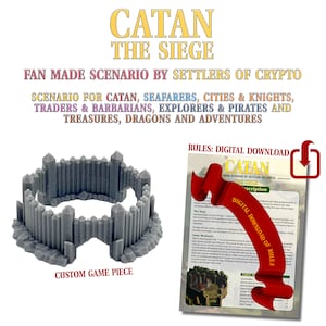 Expansión para fans de Catan: Pieza de juego «El asedio» + libro de reglas de 10 páginas