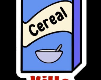 Cereal Killer Sticker, Dark Humor Food Pun
