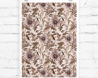 Owl Energy Pattern | Art Print |  Home Decor | Wall Art | Wall Pattern | Giclée Print | Owl Lover | Owl Art | Magical Owl | Botanical