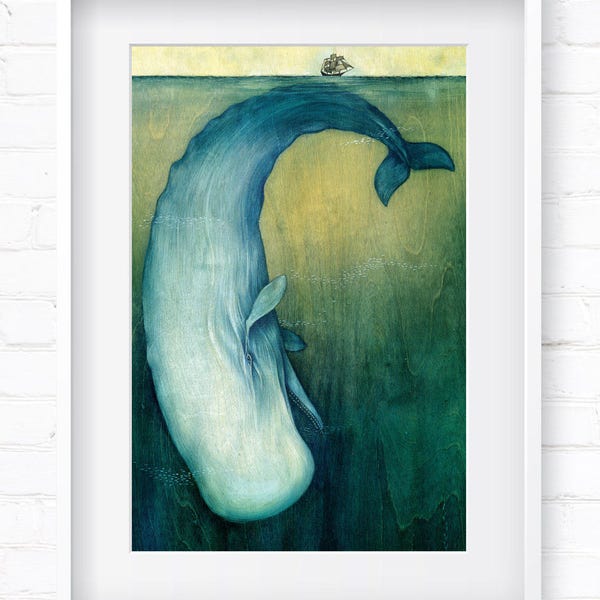 Moby Dick | Whale art | Art Print | Whale print | Wall Art | Nautical Decor | Nursery Art | Nursery Decor | Home Decor  | Fine Art  | Whale