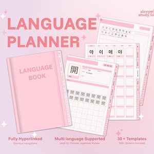 Livre numérique rose d'apprentissage des langues | Bloc-notes hypertexte (PDF)